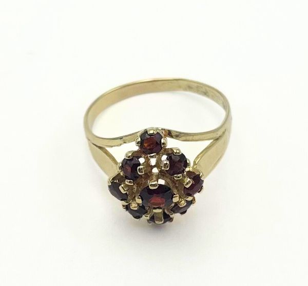 Hovedbilde Vintage gullring med mørkerøde stener