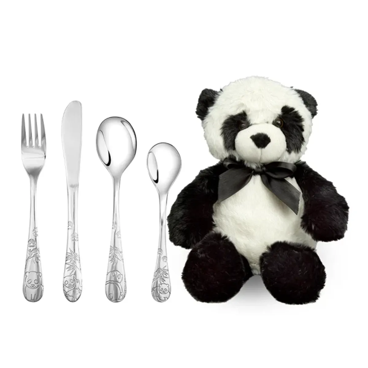 Eik Stål Bestikk med Panda Bamse